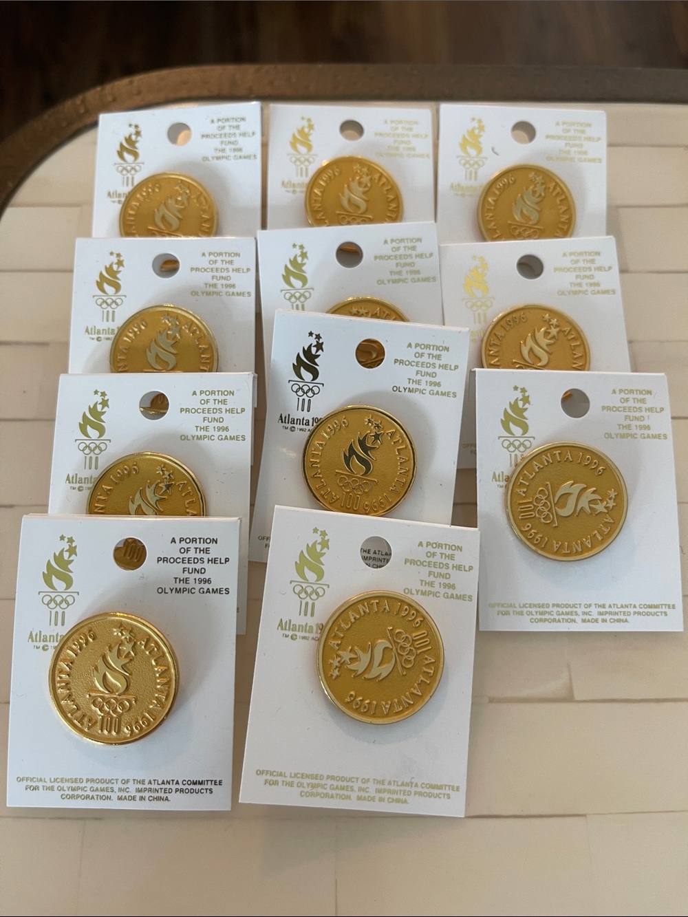 Atlanta 1996 Olympic Commemorative Gold Medallion Pins - Lot
